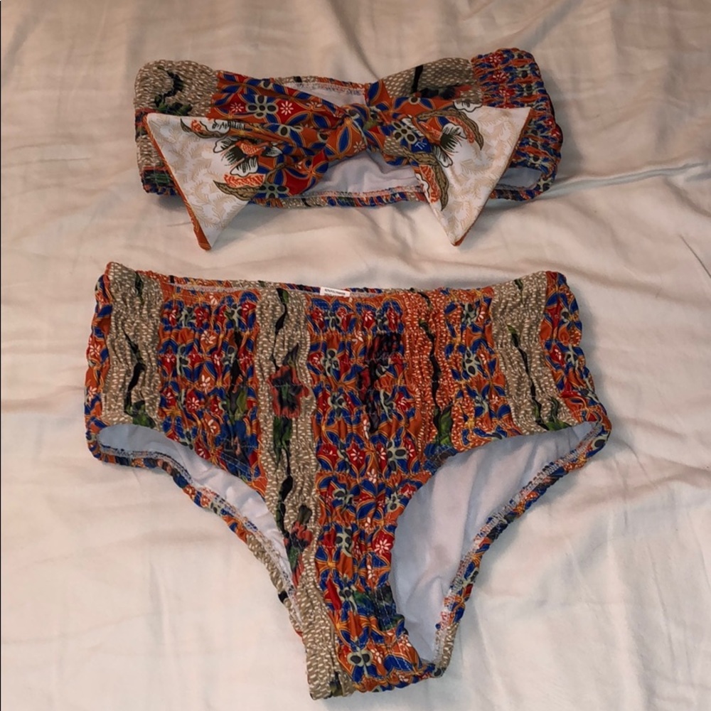 Two Piece bathing suit with high waisted bottoms!